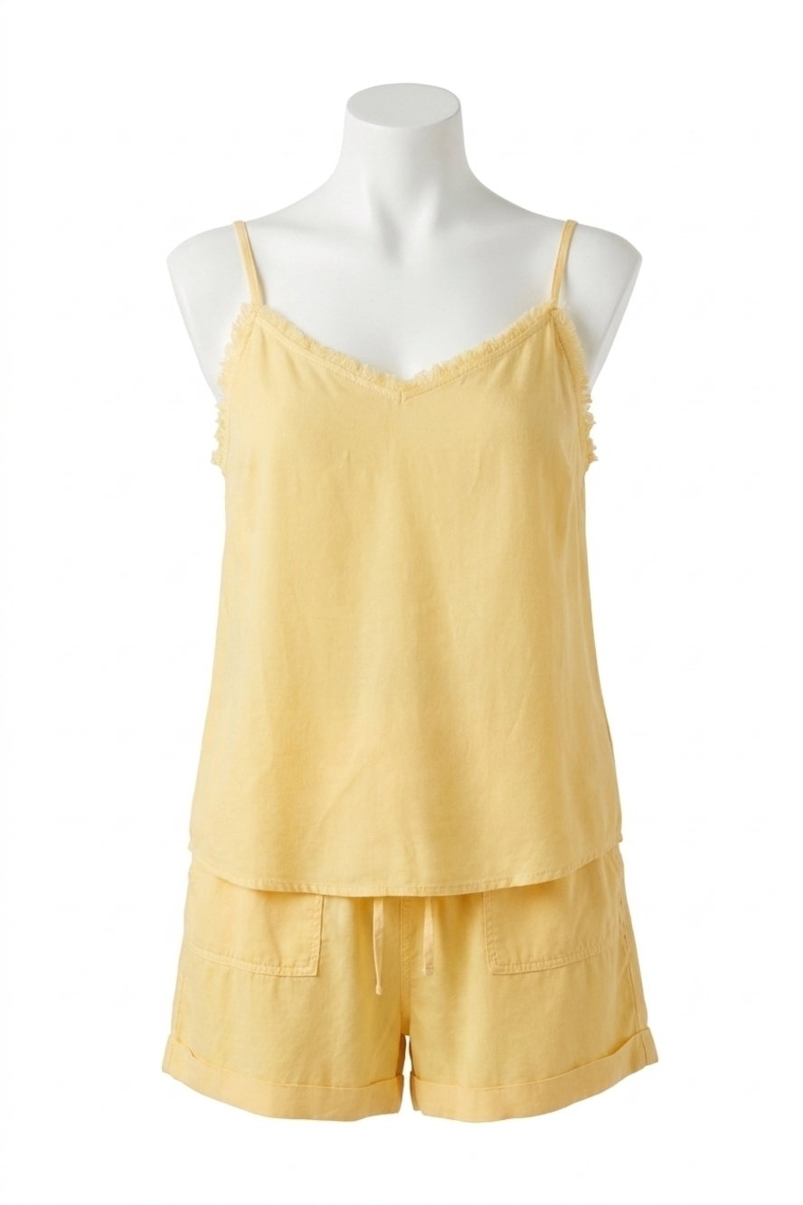 NEW VELVET HEART victory tencel frayed camisole top in aspen gold